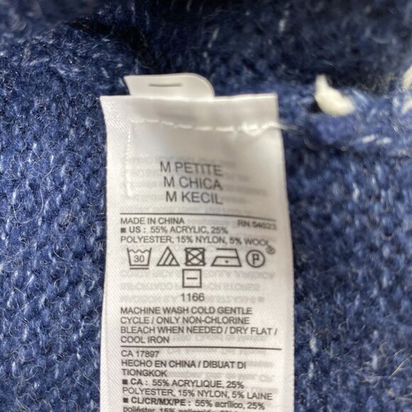 Womens Fair Isle Sweater Medium Petite Blue Wool Blend Pullover Long Sleeve - Picture 9 of 11